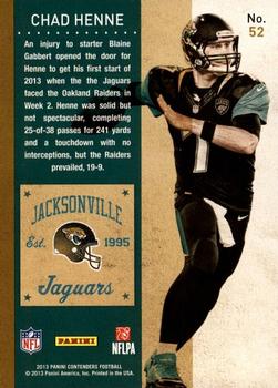 2013 Panini Contenders #52 Chad Henne Back