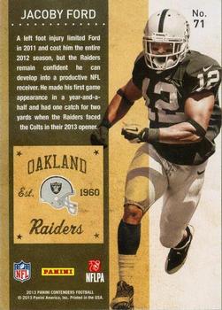 2013 Panini Contenders #71 Jacoby Ford Back