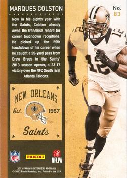 2013 Panini Contenders #83 Marques Colston Back