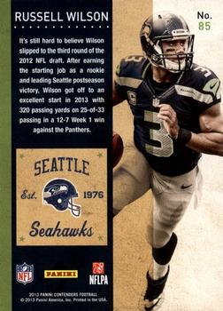 2013 Panini Contenders #85 Russell Wilson Back