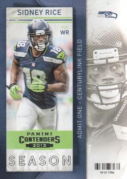 2013 Panini Contenders #86 Sidney Rice Front