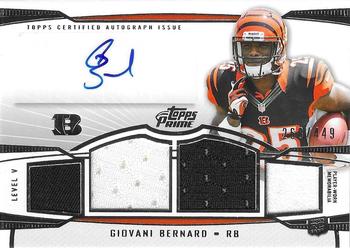 2013 Topps Prime - Autographed Relics Level 5 Silver #PV-GB Giovani Bernard Front