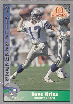 1990 Pacific Oroweat Seattle Seahawks #1 Dave Krieg Front