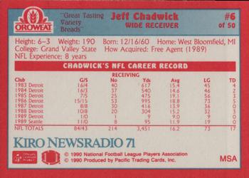 1990 Pacific Oroweat Seattle Seahawks #6 Jeff Chadwick Back