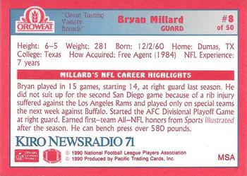 1990 Pacific Oroweat Seattle Seahawks #8 Bryan Millard Back