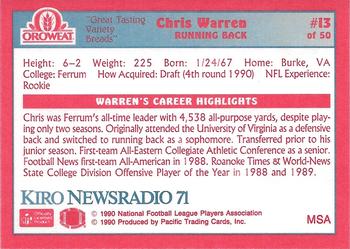 1990 Pacific Oroweat Seattle Seahawks #13 Chris Warren Back