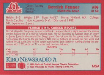 1990 Pacific Oroweat Seattle Seahawks #14 Derrick Fenner Back