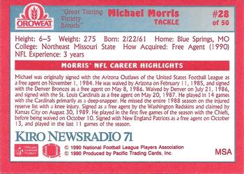 1990 Pacific Oroweat Seattle Seahawks #28 Mike Morris Back