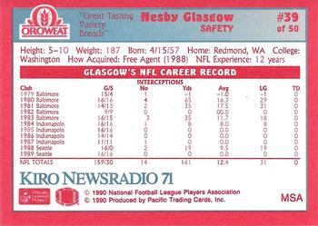 1990 Pacific Oroweat Seattle Seahawks #39 Nesby Glasgow Back