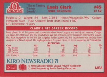 1990 Pacific Oroweat Seattle Seahawks #45 Louis Clark Back