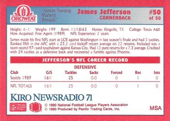 1990 Pacific Oroweat Seattle Seahawks #50 James Jefferson Back