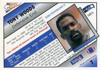 1991 Pacific Oroweat Seattle Seahawks #7 Tony Woods Back