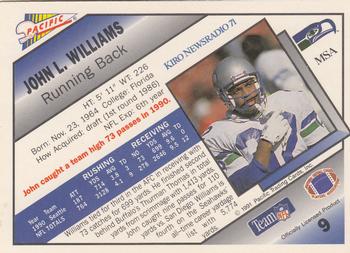 1991 Pacific Oroweat Seattle Seahawks #9 John L. Williams Back