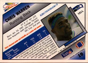 1991 Pacific Oroweat Seattle Seahawks #19 Chris Warren Back