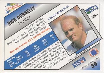 1991 Pacific Oroweat Seattle Seahawks #39 Rick Donnelly Back