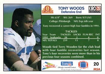 1992 Pacific Oroweat Seattle Seahawks #20 Tony Woods Back