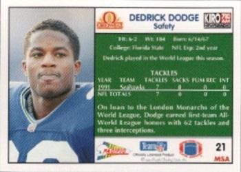 1992 Pacific Oroweat Seattle Seahawks #21 Dedrick Dodge Back