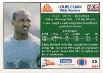 1992 Pacific Oroweat Seattle Seahawks #25 Louis Clark Back