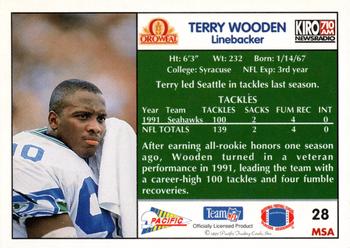 1992 Pacific Oroweat Seattle Seahawks #28 Terry Wooden Back