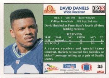 1992 Pacific Oroweat Seattle Seahawks #35 David Daniels Back