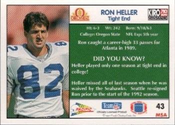 1992 Pacific Oroweat Seattle Seahawks #43 Ron Heller TE Back