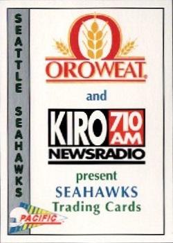 1992 Pacific Oroweat Seattle Seahawks #NNO Title/ad card Front