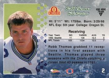 1993 Pacific Oroweat Seattle Seahawks #2 Robb Thomas Back