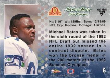 1993 Pacific Oroweat Seattle Seahawks #6 Michael Bates Back