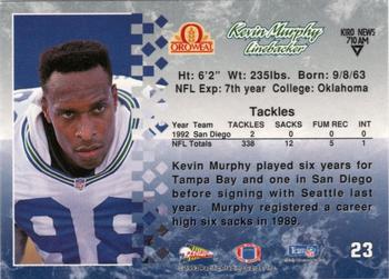 1993 Pacific Oroweat Seattle Seahawks #23 Kevin Murphy Back