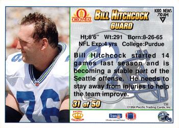 1994 Pacific Oroweat Seattle Seahawks #31 Bill Hitchcock Back
