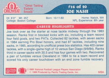 1989 Pacific Oroweat Seattle Seahawks #16 Joe Nash Back