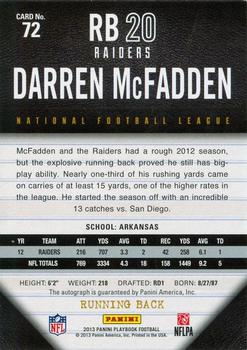 2013 Panini Playbook - Gold #72 Darren McFadden Back