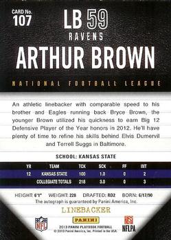 2013 Panini Playbook - Gold #107 Arthur Brown Back