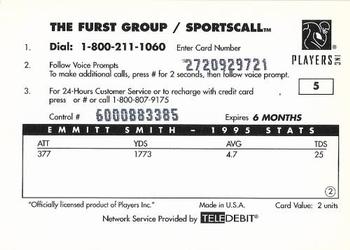 1996 Sportscall Phone Cards #5 Emmitt Smith Back
