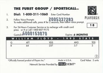 1996 Sportscall Phone Cards #18 William Floyd Back