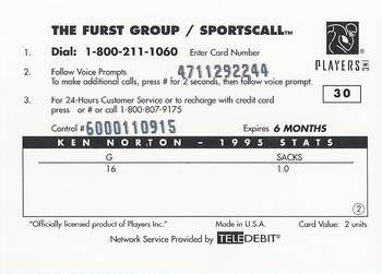 1996 Sportscall Phone Cards #30 Ken Norton Jr. Back