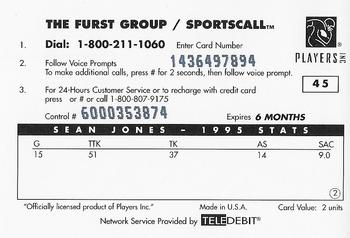 1996 Sportscall Phone Cards #45 Sean Jones Back
