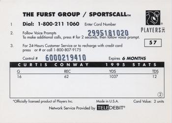 1996 Sportscall Phone Cards #57 Curtis Conway Back