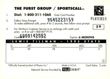 1996 Sportscall Phone Cards #59 Lewis Tillman Back