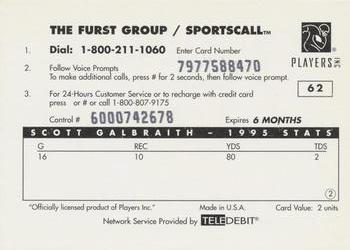 1996 Sportscall Phone Cards #62 Scott Galbraith Back