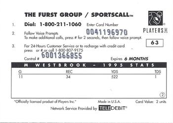1996 Sportscall Phone Cards #63 Michael Westbrook Back