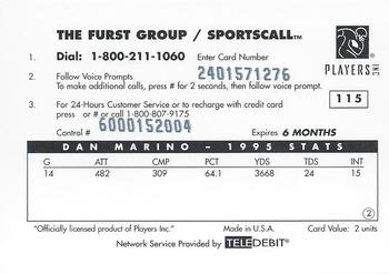 1996 Sportscall Phone Cards #115 Dan Marino Back