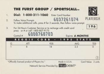 1996 Sportscall Phone Cards #196 Reggie Cobb Back
