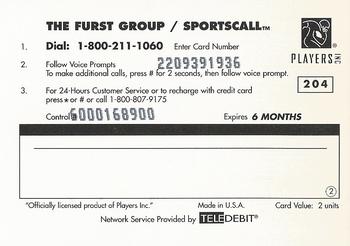 1996 Sportscall Phone Cards #204 Doug Riesenberg Back