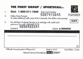 1996 Sportscall Phone Cards #289 Ron Stone Back