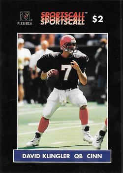 1996 Sportscall Phone Cards #328 David Klingler Front