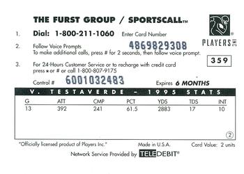 1996 Sportscall Phone Cards #359 Vinny Testaverde Back