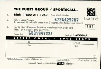 1996 Sportscall Phone Cards #181 Leslie O'Neal Back