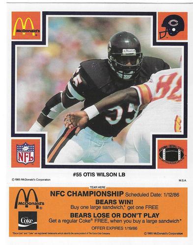 1985 McDonald's Chicago Bears #NNO Otis Wilson Front