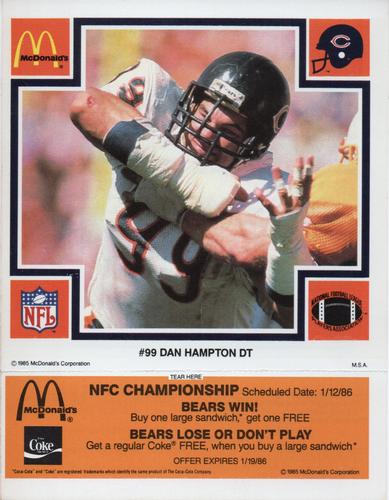 1985 McDonald's Chicago Bears #NNO Dan Hampton Front